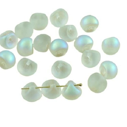 12pcs matte crystal ab champignon bouton de verre tchèque perles 9mm x 8mm sku-30321