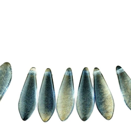 30pcs cristal fumé gris arc-en-ciel poignard plat de feuilles verre tchèque perles 5mm x 16mm sku-34450