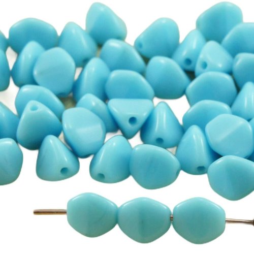 50pcs opaque bleu turquoise grosse pincée bicone facettes en verre tchèque perles d'entretoise de 7m sku-32029