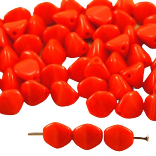 50pcs opaque lite rouge corail grosse pincée bicone facettes en verre tchèque perles d'entretoise de sku-32033