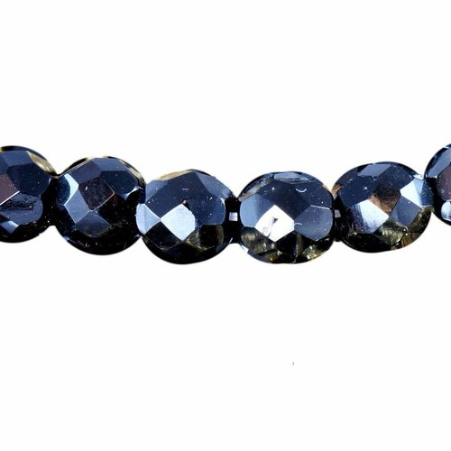 20pcs opaque noir de jais tchèque en verre à facettes perles rondes d'incendie poli 8mm sku-19438