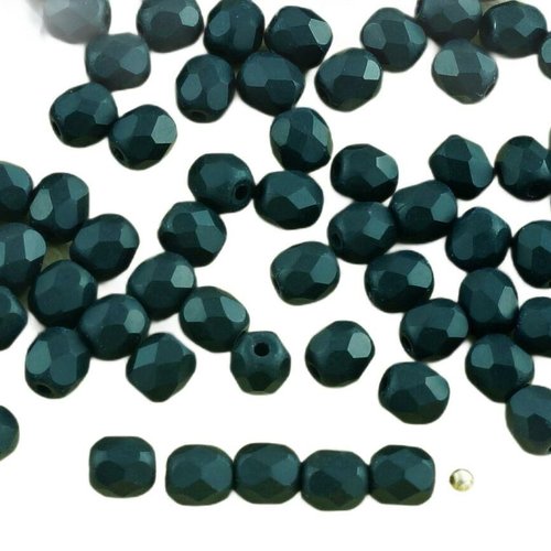 100pcs mat noir de jais halloween verre tchèque ronde à facettes feu poli petites perles d'entretois sku-31591