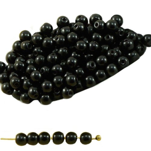 100pcs opaque noir de jais halloween ronde verre tchèque perles petite entretoise graines rocailles  sku-31667