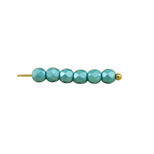 100pcs perles pastel bleu aqua turquoise ronde à facettes feu poli verre tchèque de petit écarteur 3 sku-31837