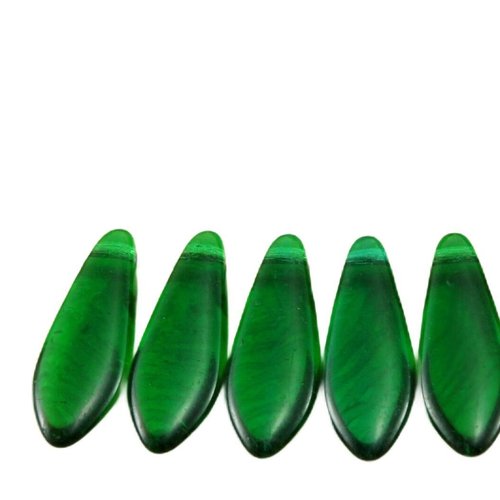 30pcs cristal arbre de noël vert verre tchèque poignard perles feuille plate 5 mm x 16mm sku-31949
