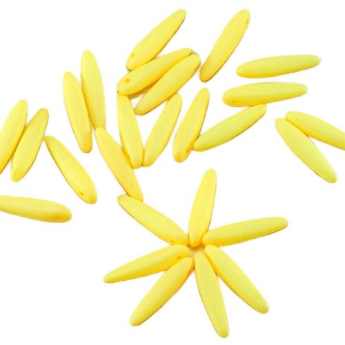 30pcs de soie jaune mat verre tchèque preciosa épine poignard perles feuille plate 5 mm x 16mm sku-26894