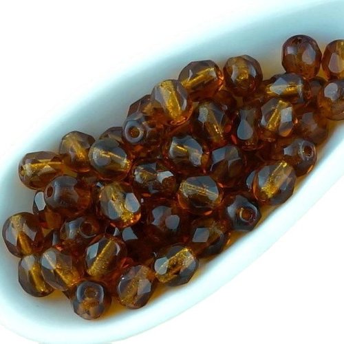 100pcs crystal dark topaze jaune clair ronde à facettes feu poli petite entretoise tchèque perles de sku-33404