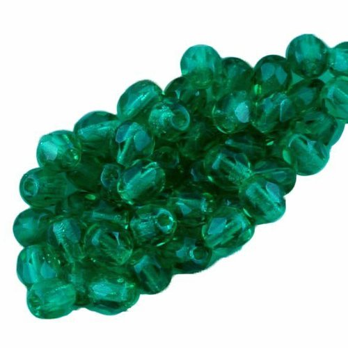 100pcs cristal vert émeraude clair ronde à facettes feu poli petite entretoise tchèque perles de ver sku-33394