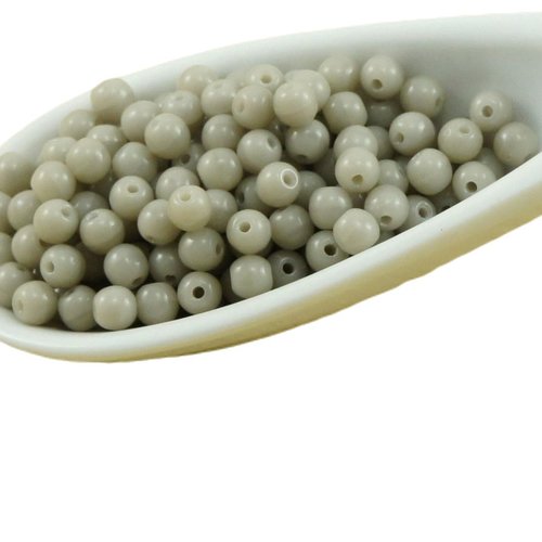 100pcs opaque gris clair gris ronde verre tchèque perles de petite entretoise graines rocailles 3mm sku-31668