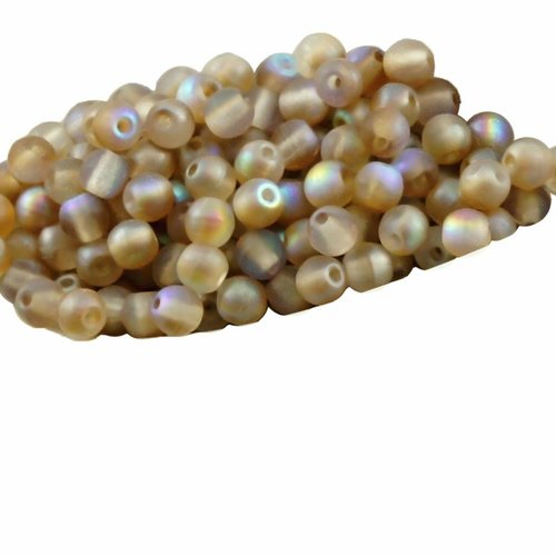 100pcs mat cristal arc-en-ciel brun givré rond verre tchèque perles de petite entretoise graines roc sku-31700
