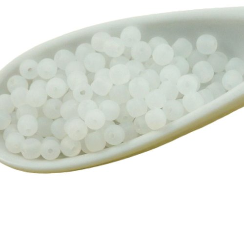 100pcs mat cristal blanc givré rond verre tchèque perles de petite entretoise graines rocailles 3mm sku-31706