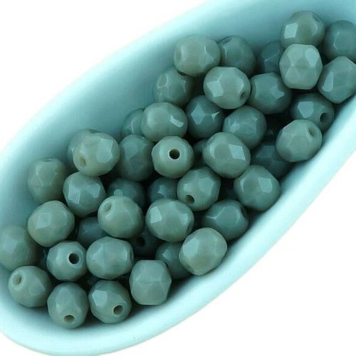 100pcs opaque gris gris ronde à facettes feu poli petite entretoise tchèque perles de verre 4mm sku-33368