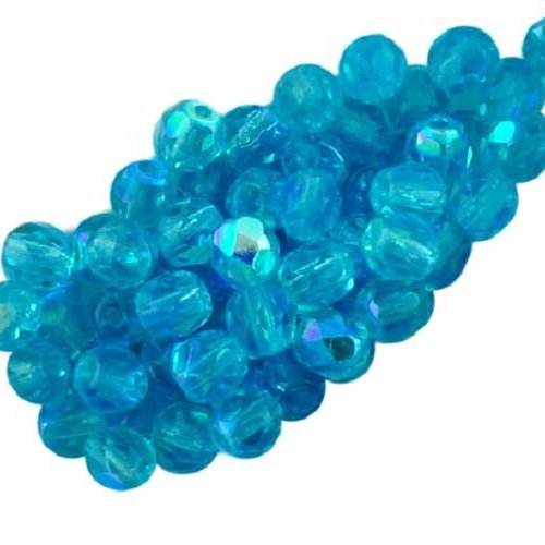 100pcs cristal aigue-marine bleu turquoise clair ab demi-rond à facettes feu poli petite entretoise  sku-33397