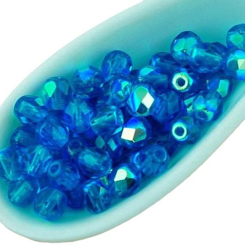 100pcs cristal capri bleu clair ab demi-rond à facettes feu poli petite entretoise tchèque perles de sku-33423