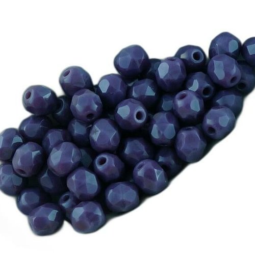 100pcs noir opaque violet améthyste ronde à facettes feu poli petite entretoise tchèque perles de ve sku-33464