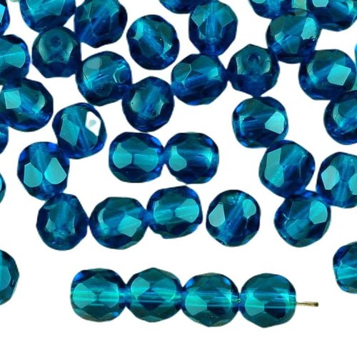 40pcs cristal capri bleu clair ronde à facettes feu poli entretoise de verre tchèque perles 6mm sku-34588