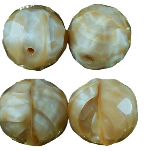 Grand picasso brun tchèque en verre à facettes perles de feu pierre polie imitation 14mm 6pcs sku-18598