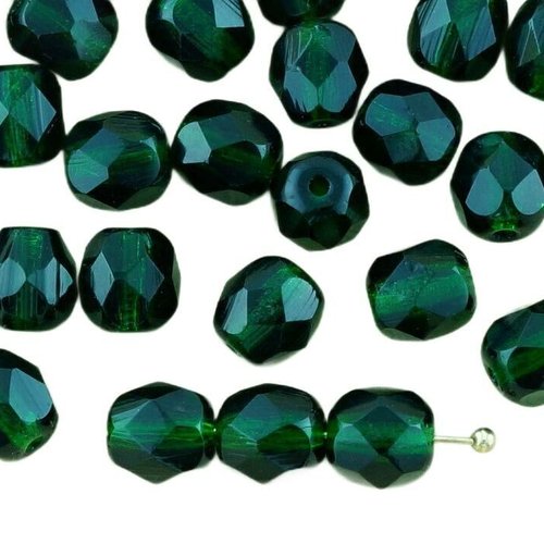 40pcs crystal foncé vert émeraude clair ronde à facettes feu poli entretoise de verre tchèque perles sku-33285