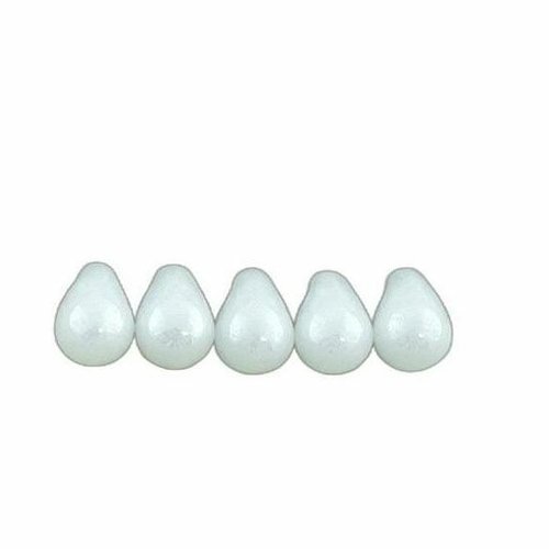 40pcs blanc albâtre opale éclat d'une larme petite de verre tchèque perles 4 mm x 6 sku-35034