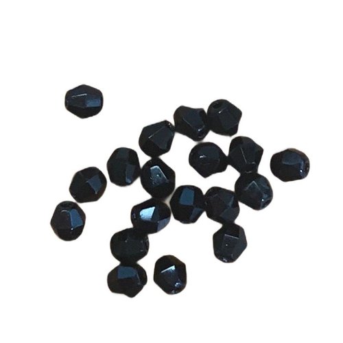 80pcs perles de verre tchèque bicone rondes à facettes polies au feu noir jais opaque 4mm sku-43298