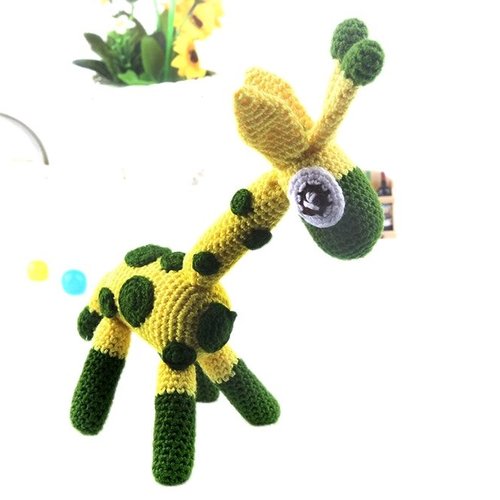 Jaune vert blanc noir girafe jouet crochet accroché à tricoter kit amigurumi bricolage enfants de l' sku-40585