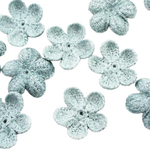 10pcs bleu turquoise au crochet tricoté à plat applique des fleur patch coudre sur la broche brodée  sku-40172