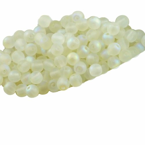 100pcs matte crystal vert arc-en-ciel givré rond verre tchèque perles de petite entretoise graines r sku-31702