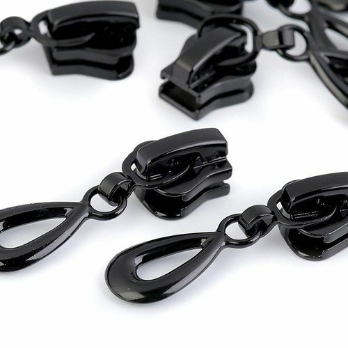 10pc curseurs noir à fermeture glissière en plastique des 5mm décoratifs éclair la tête sac fermoir  sku-70301
