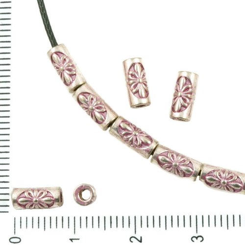40pcs antique ton argent valentine rose patine laver de petites entretoise fleur la nature du tube p sku-36274