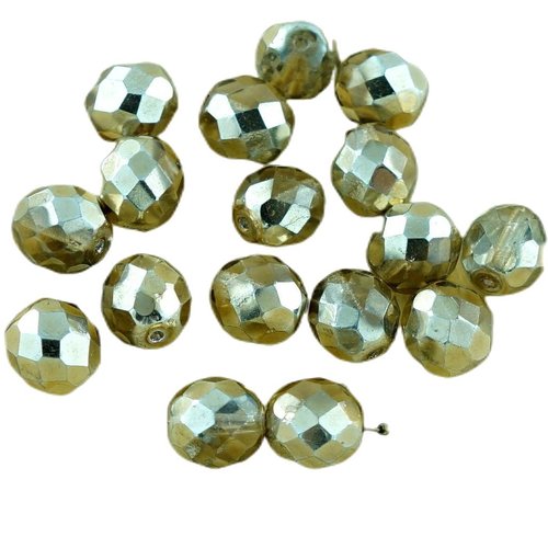 10pcs métallisé vieil or cristal demi-verre tchèque ronde à facettes feu poli perles 10mm sku-29064