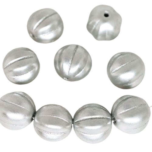 16pcs mat métallisé aluminium argent ronde melon la citrouille d'halloween fruits tchèque perles de  sku-249261