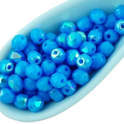 100pcs opale aigue-marine bleu ab demi-rond à facettes feu poli petite entretoise tchèque perles de  sku-33360