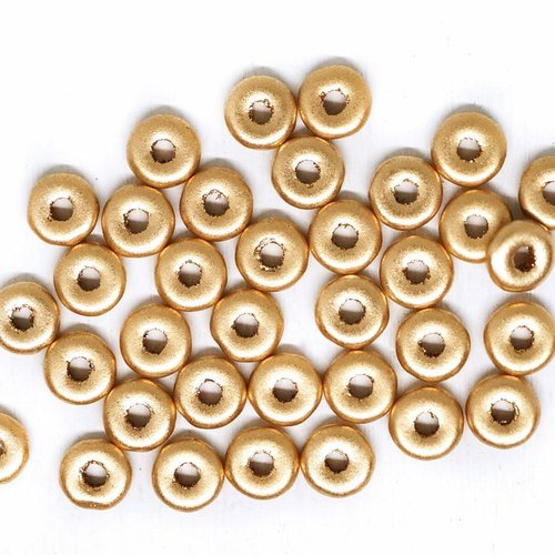 100pcs matte gold o shaped donut flat ring boules de verre tchèque 1mm x 4mm sku-942162