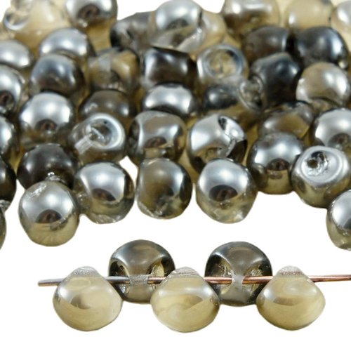 30pcs cristal clair metallic dark chrome argent de la moitié champignons bouton tchèque perles verre sku-32394