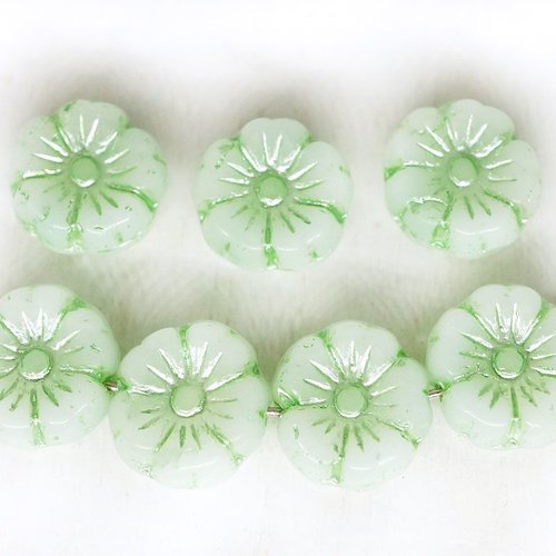 20pcs albâtre lumière perles verte de la patine lavage à plat pièce rond fleurs d'anémone fleur sole sku-252792
