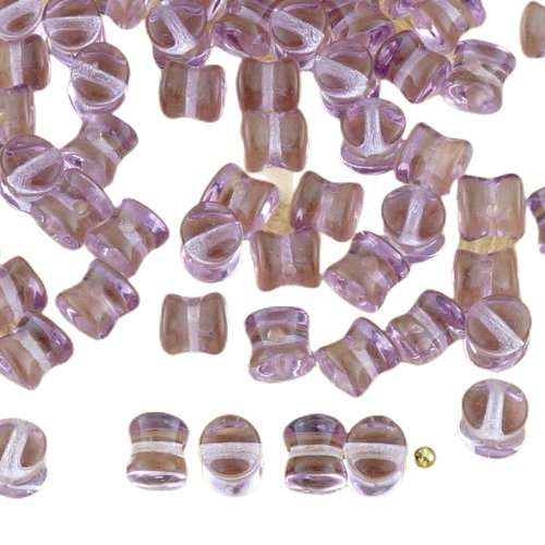 60pcs cristal violet pellet preciosa diablo dogbone tchèque perles de verre 4mm x 6mm sku-32517