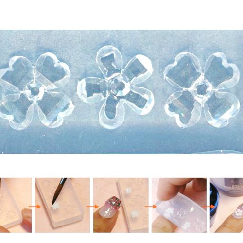 1pc transparent 3 fleurs de cristal à facettes swarovski style silicone 3d mini moule pour l'art d'o sku-43485