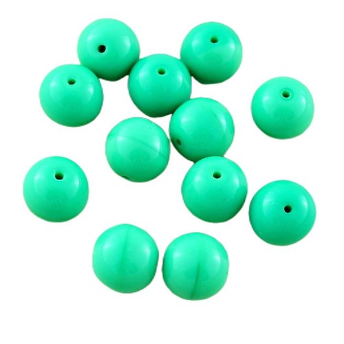 10pcs grand opaque vert clair turquoise verre tchèque perles de 10mm sku-29188