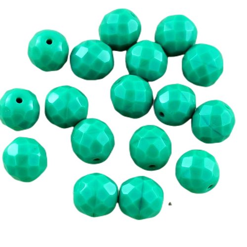 10pcs noir opaque turquoise green verre tchèque ronde à facettes feu poli perles 10mm sku-29068