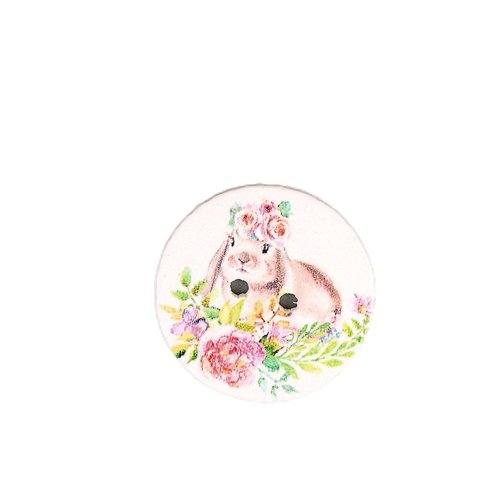 20pcs fleur lapin boutons décoratifs en bois 2 trous de fournitures couture bricolage scrapbooking a sku-254408