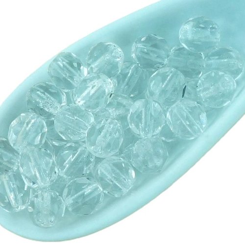 50pcs cristal clair ronde à facettes feu poli petite entretoise tchèque perles de verre 5mm sku-33095