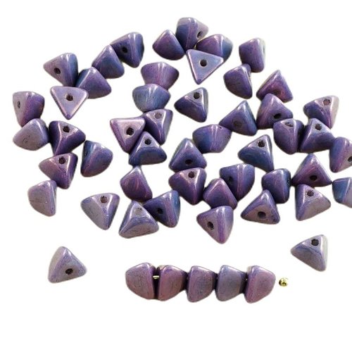 50pcs vega violet lustre verre tchèque grand demi-pincée triangle entretoise de perles 4 mm x 7mm sku-30191