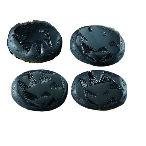 Rare noir mat rustique tchèque de la table découpe fenêtre ovale plat d'halloween perles verre 17mm  sku-26074