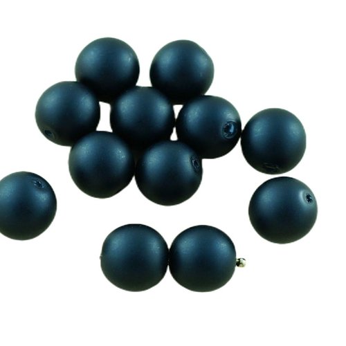 10pcs perles imitation de couleur noir mat halloween verre tchèque rondes 10mm sku-29105