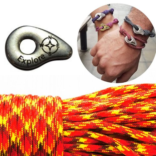 1 diy bracelet kraftika orange jaune explorer 999 argent antique plaqué métal zamak paracord des sur sku-259916