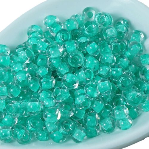 10g de cristal vert bordé 5/0 verre tchèque ronde grandes perles rocaille 5mm environ 125pcs sku-18860