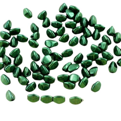 60pcs couleur vert métallique lustre pincée tchèque perles de verre 5mm sku-28506