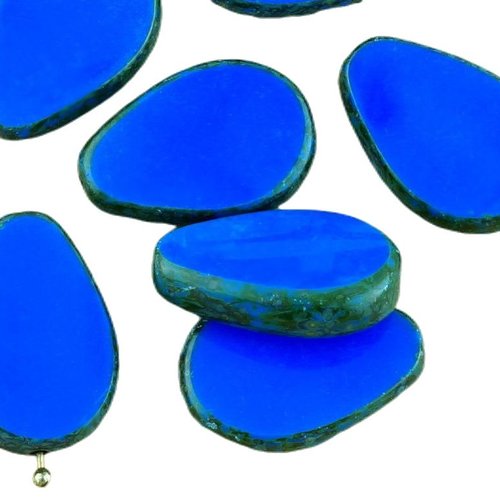 4pcs picasso brun opaque medium dark bleu saphir plat en forme de larme la fenêtre table coupe tchèq sku-34353