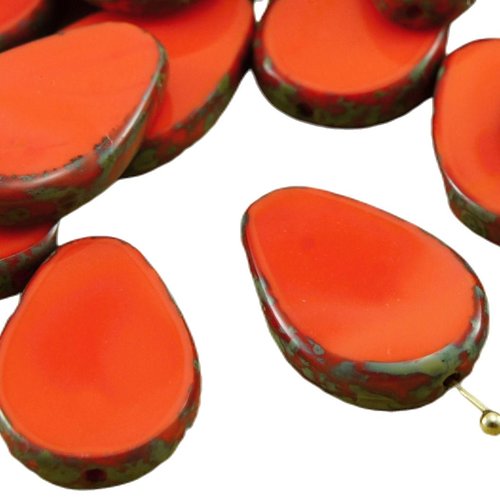 4pcs picasso brun opaque rouge corail plat en forme de larme la fenêtre table coupe tchèque perles v sku-32586