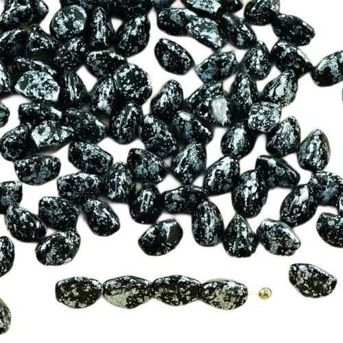 60pcs black silver spotted tweedy pincée de verre tchèque entretoise bicone à facettes perles 5mm sku-31141